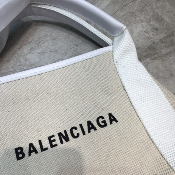 Balen Navy XS Tote Bag In White, For Women,  Bags 12.6in/32cm - Image 4