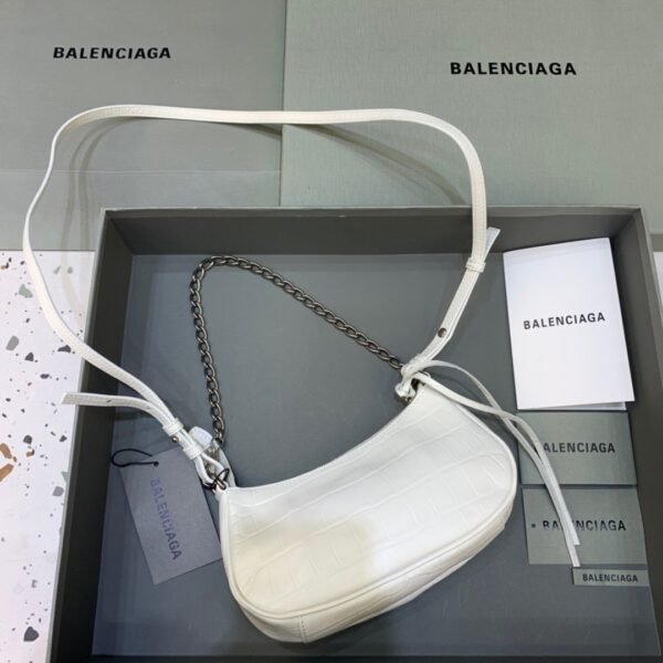 Balen Le Cagole Mini Bag With Chain In White, For Women,  Bags 8.2in/21cm 69581423EBY9016 - Image 2