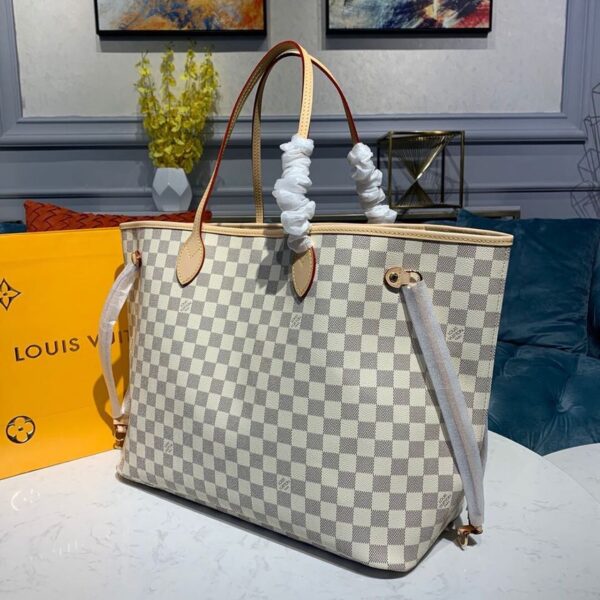 Louis Vuitton Neverfull GM Tote Bag Damier Azur Canvas Beige For Women, Women’s Handbags, Shoulder Bags 15.4in/39cm LV N41360 - Image 3