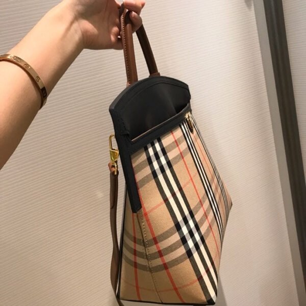 BB Small Vintage Check Society Top Handle Bag For Women, Bags 14.6in/37cm - Image 6