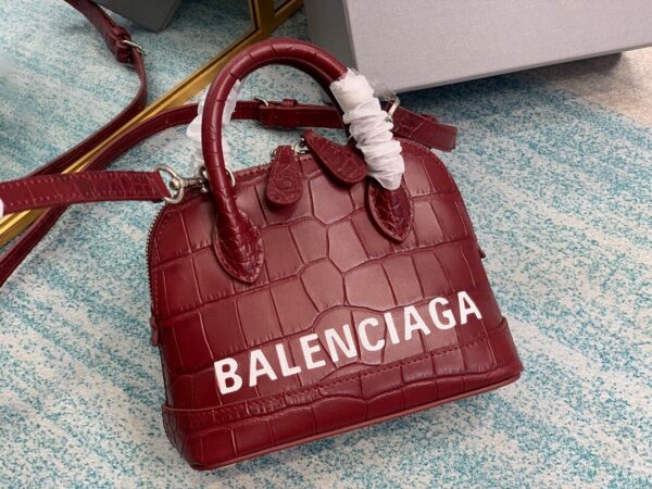 Balen Ville Mini Handbag In Dark Red, For Women,  Bags 4.7in/12cm - Image 8