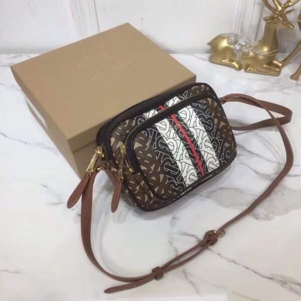 BB Monogram Stripe E-Canvas Camera Bag Bridle Brown For Women, Bags 19.5cm/7.7cm - Image 9