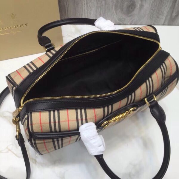 BB Small 1983 Check LiNike Bowling Bag Black/Brown For Women, Women’s Bags 9.1in/23cm - Image 8