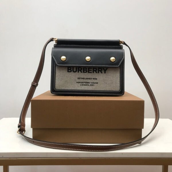 BB Mini Horseferry Print Title Bag With Pocket Detail Black For Women, Bags 7.5in/19cm 80428521 - Image 6