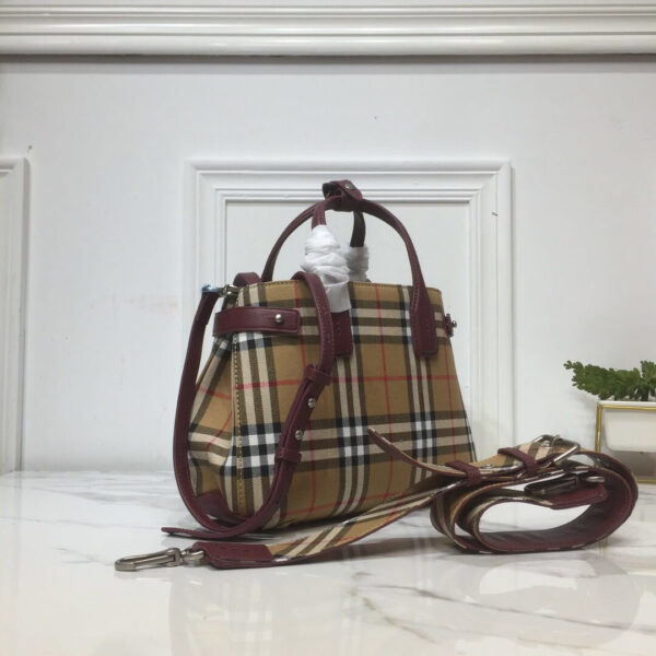 BB Small Banner Vintage Check And Tote Purple For Women, Women’s Bags 10.5in/26cm - Image 8