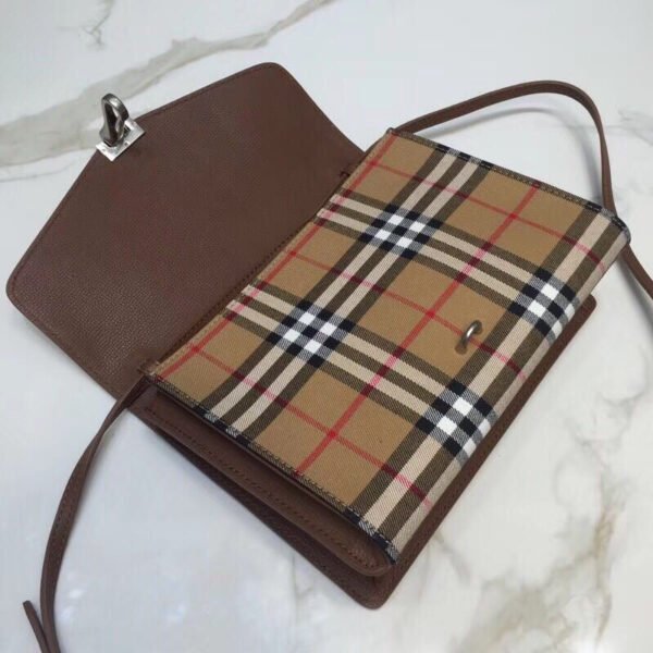 BB Small Vintage Check And Crossbody Bag Brown For Women, Women’s Bags 9in/24cm - Image 7