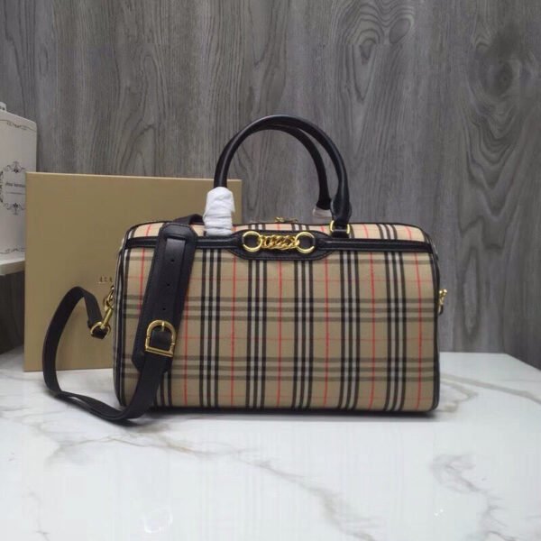 BB Small 1983 Check LiNike Bowling Bag Black/Brown For Women, Women’s Bags 9.1in/23cm - Image 6