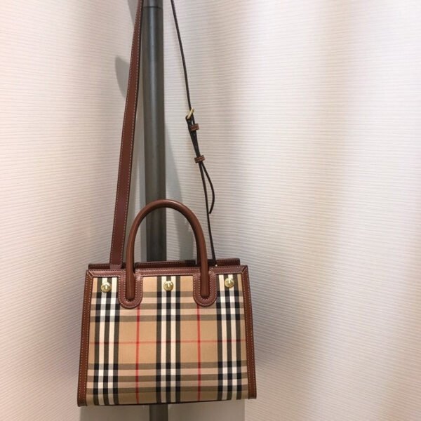 BB Mini Vintage Check Two-handle Title Bag Archive Beige For Women, Bags 10.2in/26cm 80252671 - Image 3