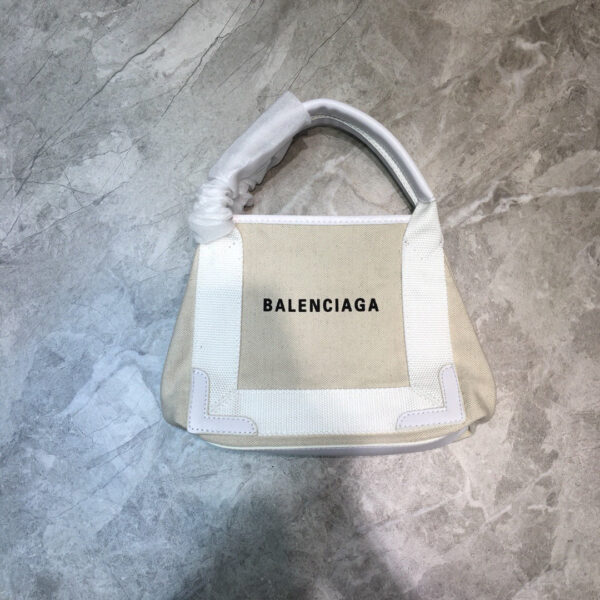 Balen Navy XS Tote Bag In White, For Women,  Bags 12.6in/32cm - Image 8