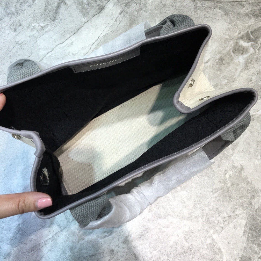 Balen Navy Small Cabas Tote Bag In Gray, For Women, Bags 18.5in/47cm - Image 5