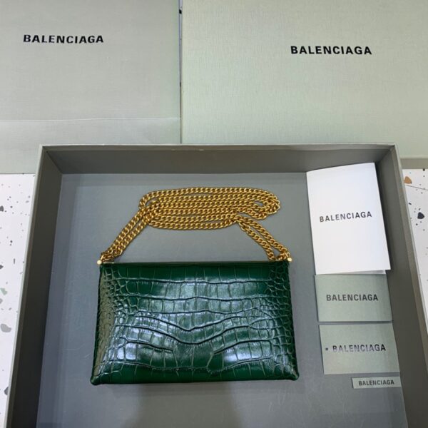 Balen Triplet Small Bag Crocodile Embossed Green, For Women,  Bags 8.3in/21cm - Image 3