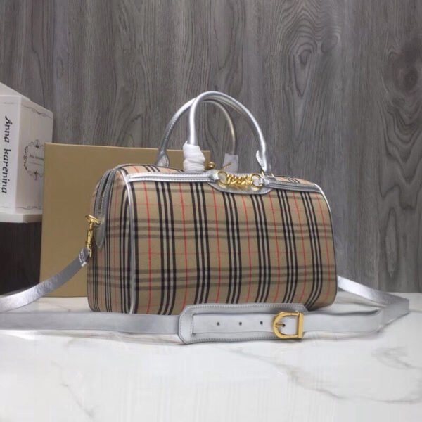 BB Small 1983 Check LiNike Bowling Bag White/Brown For Women, Women’s Bags 9.1in/23cm - Image 7