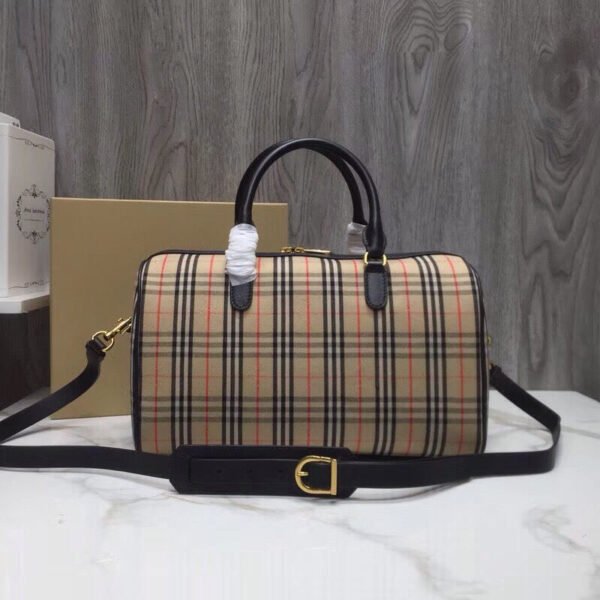 BB Small 1983 Check LiNike Bowling Bag Black/Brown For Women, Women’s Bags 9.1in/23cm - Image 9