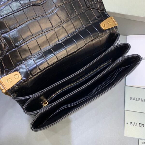 Balen Triplet Small Bag Crocodile Embossed Black, For Women,  Bags 8.3in/21cm - Image 6