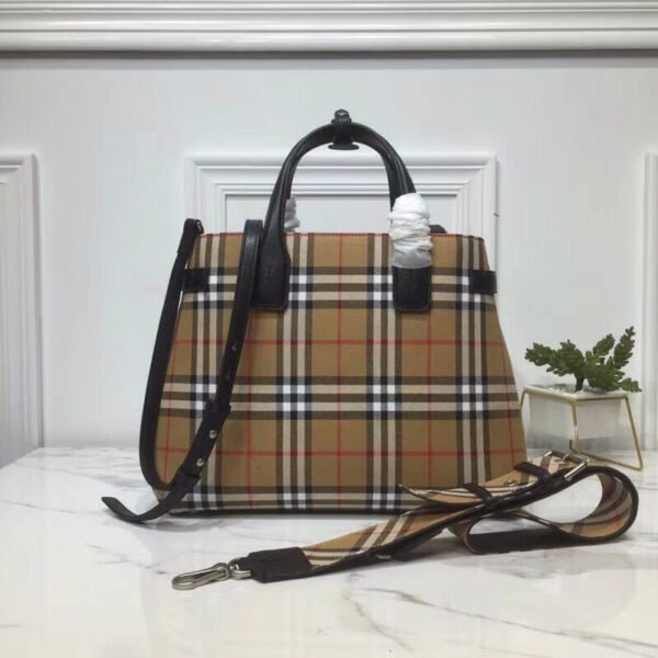 BB House Check Derby Medium Banner Purse Tote Black For Women, Women’s Bags 14in/35cm - Image 5