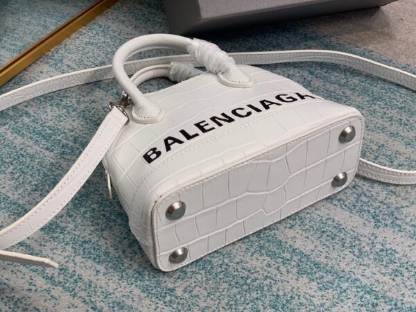 Balen Ville Mini Handbag In White, For Women,  Bags 4.7in/12cm - Image 7