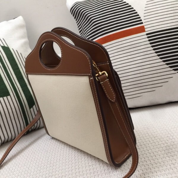 BB Mini Two-tone Canvas And Pocket Bag Brown For Women, Bags 10.4in/26.5cm 80393611 - Image 5