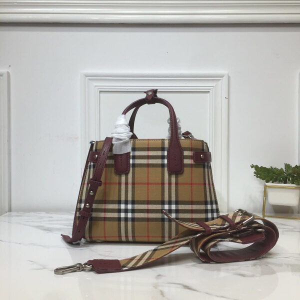 BB Small Banner Vintage Check And Tote Purple For Women, Women’s Bags 10.5in/26cm - Image 5