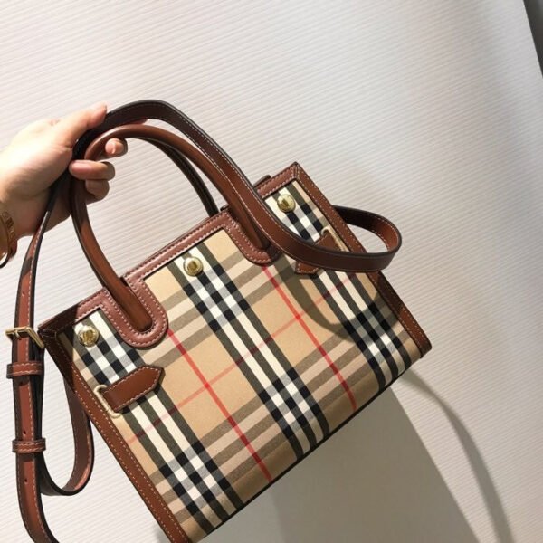 BB Mini Vintage Check Two-handle Title Bag Archive Beige For Women, Bags 10.2in/26cm 80252671 - Image 9
