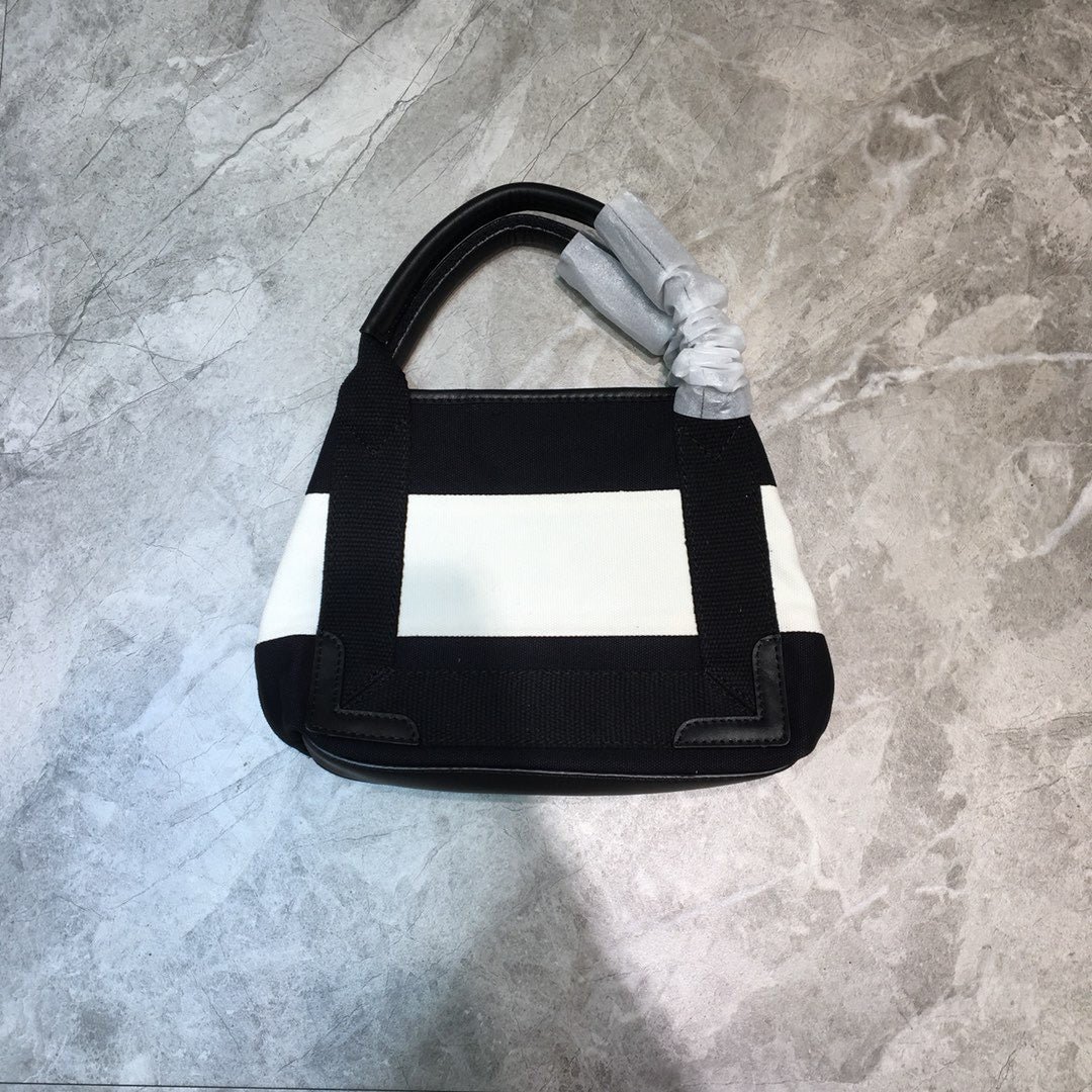 Balen Navy Small Cabas Tote Bag In Black And White, For Women, Bags 18.5in/47cm - Image 3