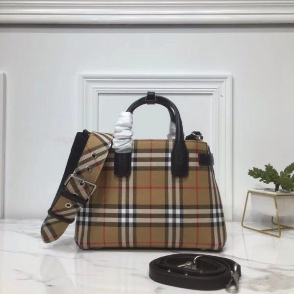 BB Small Banner Vintage Check And Tote Black For Women, Women’s Bags 10.5in/26cm - Image 3
