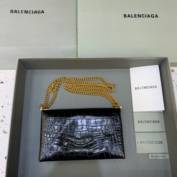 Balen Triplet Small Bag Crocodile Embossed Black, For Women,  Bags 8.3in/21cm - Image 3