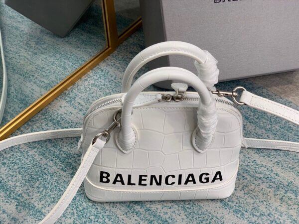 Balen Ville Mini Handbag In White, For Women,  Bags 4.7in/12cm - Image 3