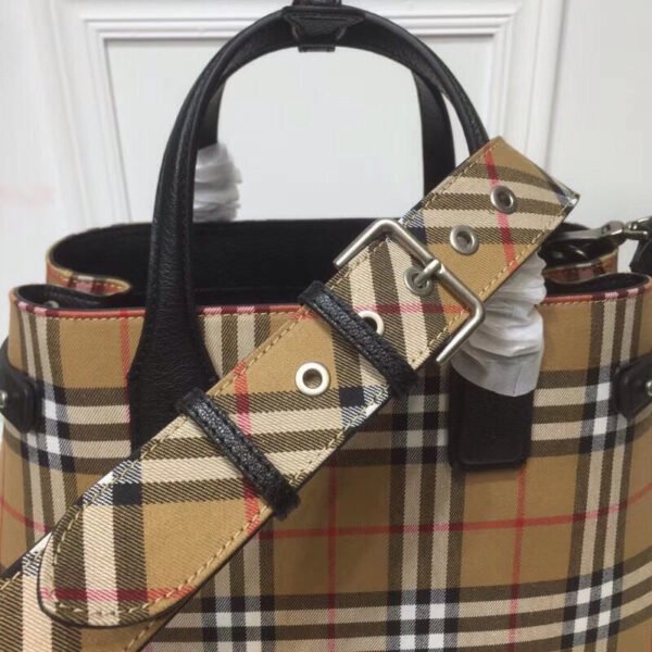 BB House Check Derby Medium Banner Purse Tote Black For Women, Women’s Bags 14in/35cm - Image 3