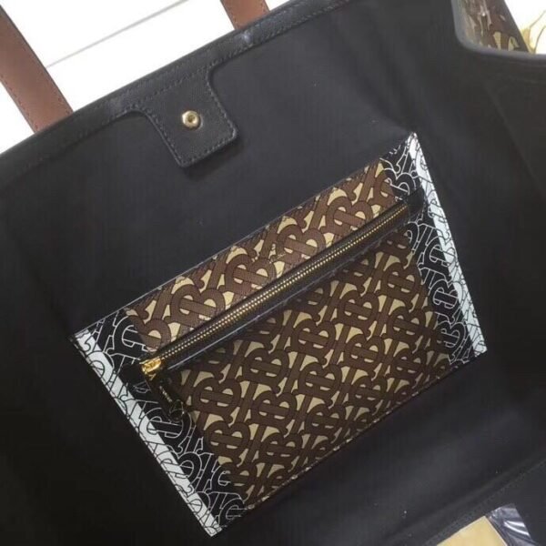 BB Monogram Stripe E-Canvas Portrait Tote Bag Bridle Brown For Women, Bags 15.7in/34cm - Image 3