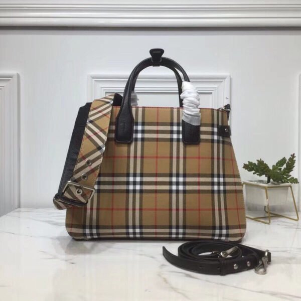 BB House Check Derby Medium Banner Purse Tote Black For Women, Women’s Bags 14in/35cm - Image 2