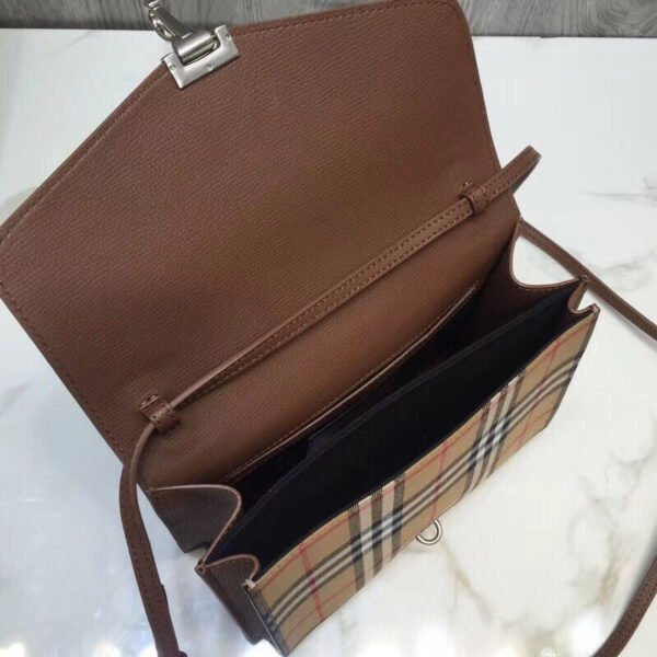 BB Small Vintage Check And Crossbody Bag Brown For Women, Women’s Bags 9in/24cm - Image 3