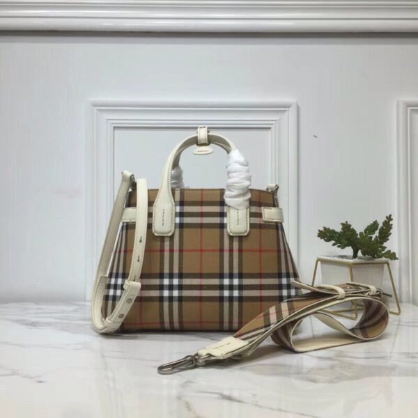 BB Small Banner Vintage Check And Tote White For Women, Women’s Bags 10.5in/26cm - Image 2