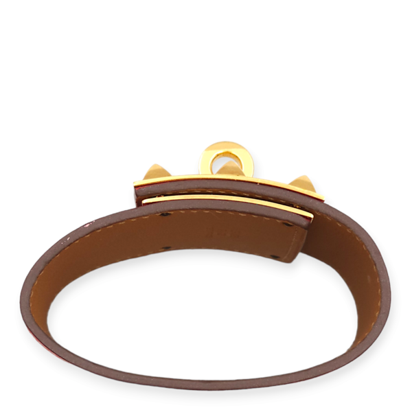 Kelly Dog Extreme Small Rouge Casaque Bracelet in Epsom, Gold hardware - Image 3