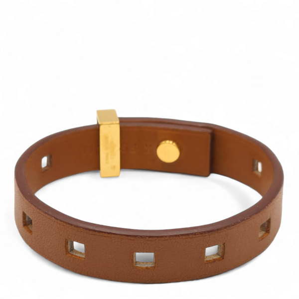 Mini Dog T3 Brown Bracelet in Swift, Gold hardware - Image 2