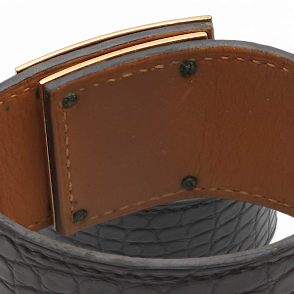 Kelly Dog Small Black Bracelet in Matte Alligator, Permabrass hardware - Image 5