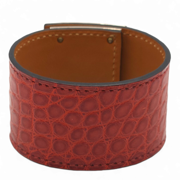 Kelly Dog Rouge H Bracelet in Matte Alligator, Palladium hardware - Image 2