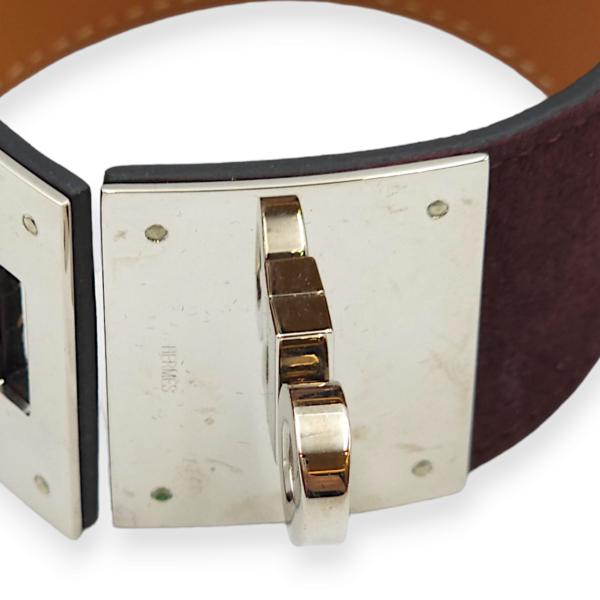 Kelly Dog Small Prune Bracelet in Suede Leather, Palladium hardware - Image 4