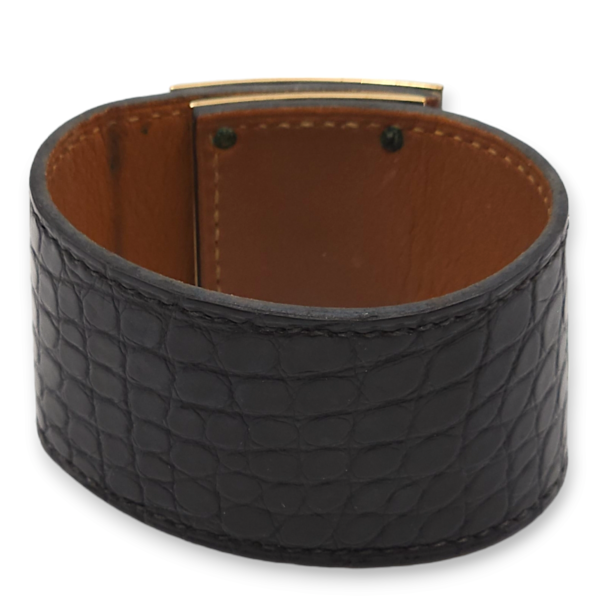 Kelly Dog Small Black Bracelet in Matte Alligator, Permabrass hardware - Image 2