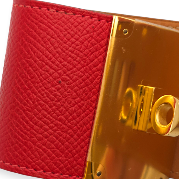 Kelly Dog Extreme Small Rouge Casaque Bracelet in Epsom, Gold hardware - Image 4