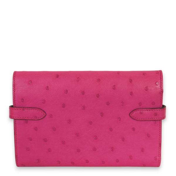 Kelly Depliant Rose Pourpre Wallet in Ostrich, Palladium hardware - Image 2