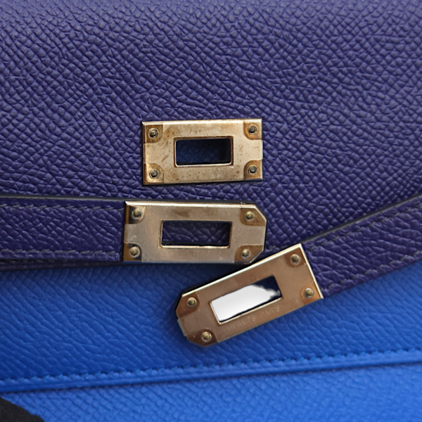 Kelly Depliant Verso Blue Encre & Blue Zellige Wallet in Epsom, Palladium hardware - Image 5