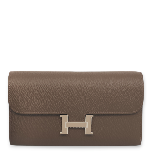 Constance To Go Ecorce/Gris Asphalte Crossbody Bag in Epsom, Enamel hardware