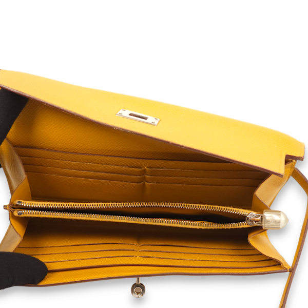 Kelly Jaune Ambre Wallet in Epsom, Palladium hardware - Image 4