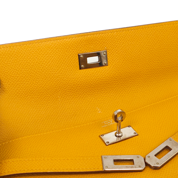 Kelly Jaune Ambre Wallet in Epsom, Palladium hardware - Image 5