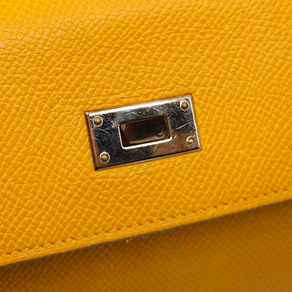 Kelly Jaune Ambre Wallet in Epsom, Palladium hardware - Image 7