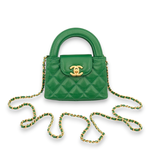 Kelly Green Shoulder Bag in Calfskin, Gold hardware - Image 3