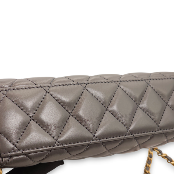 Kelly Mini Grey Crossbody Bag in Lambskin, Gold hardware - Image 6