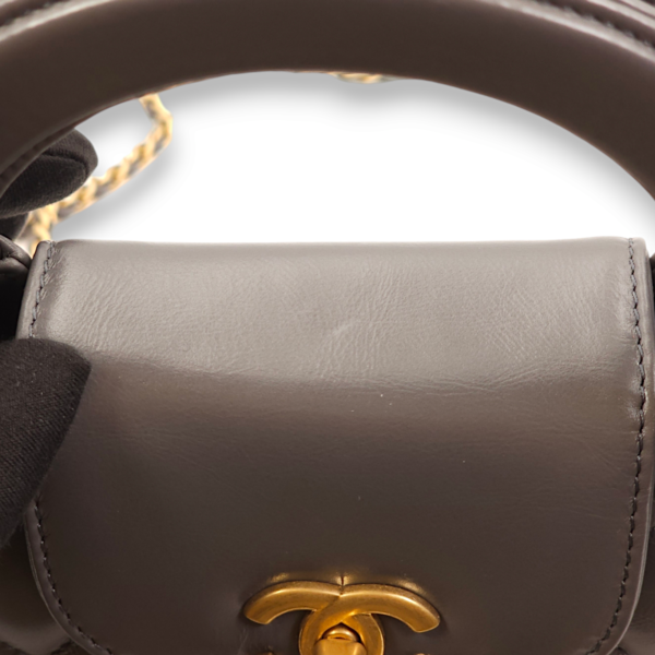 Kelly Mini Grey Crossbody Bag in Lambskin, Gold hardware - Image 4