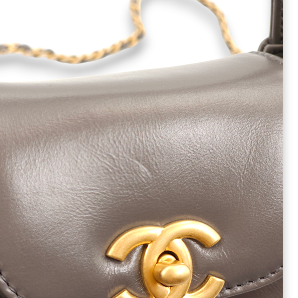 Kelly Mini Grey Crossbody Bag in Lambskin, Gold hardware - Image 5