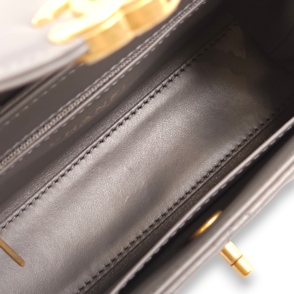 Kelly Mini Grey Crossbody Bag in Lambskin, Gold hardware - Image 8